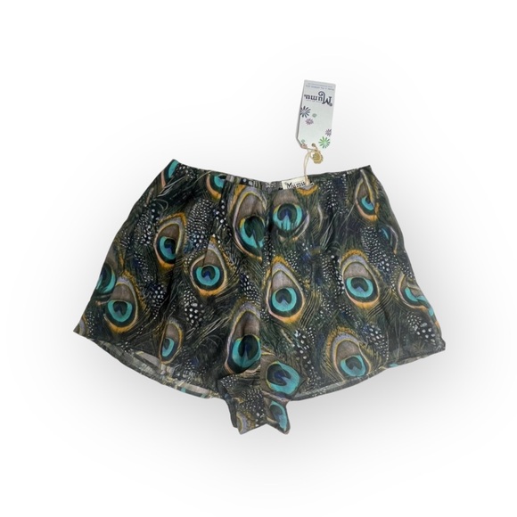 new SMYM Show Me Your Mumu ༅ Peacock Feather Print Chiffon Sawyer Shorts ༅ Med ༅ - Picture 5 of 16